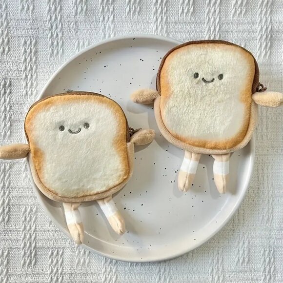 Handbags - Toast Coin Purse, Cartoon Cute Portable Earphone Bag, Creative Small Pouch